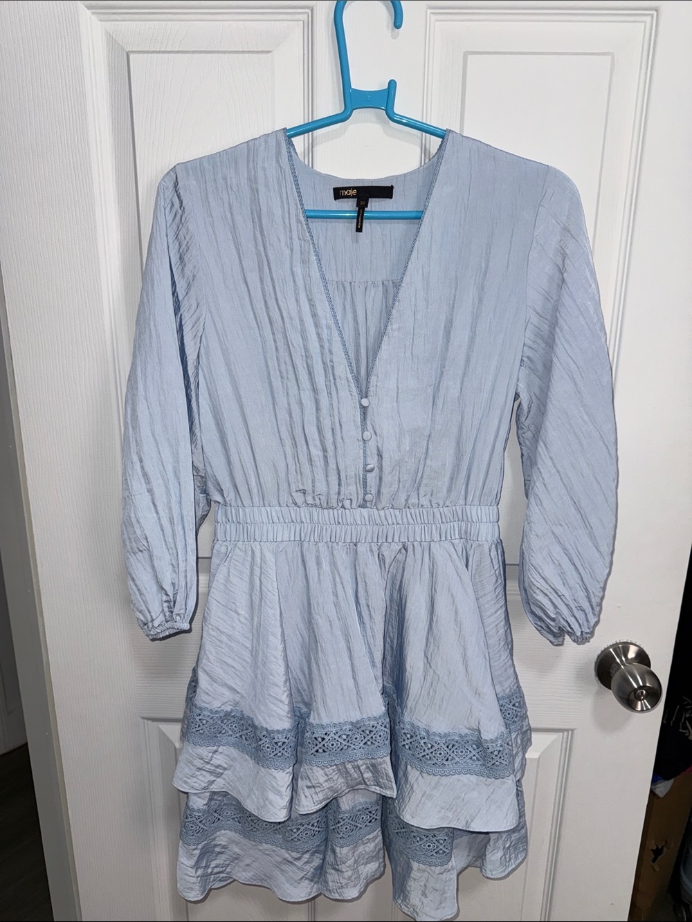 Maje Dress with ruffles and lace details